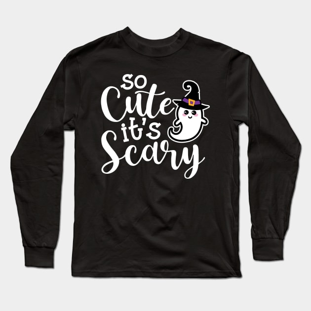 So Cute It’s Scary Ghost Halloween Cute Funny Long Sleeve T-Shirt by GlimmerDesigns